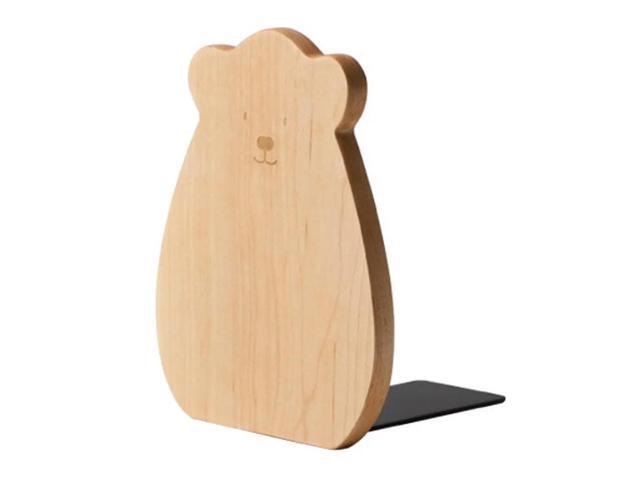 1Pcs Lovely Bear Style Wooden Bookend Solid Wood Book Fixator Smooth Finish Home Office Decor Bookshelf Fitting