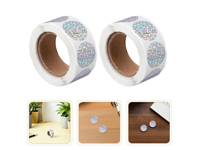 6 Rolls Holographic Sparkle Circular Stickers 2.5cm Blank Round el Stickers for School Teaching Wedding Invitations Home