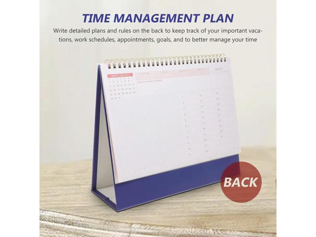 Thick Paper Iron Coil Bound Standing Desk Calendar Monthly Planner with Birthday Reminder Home Office Decorative Tabletop