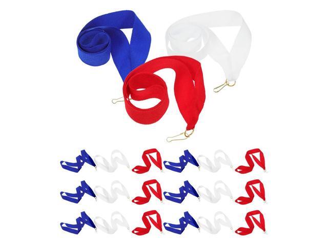 30Pcs Blue Award Ribbons Medal Lanyard Easy Snap Fit for Competition Meeting Party Graduation Student Recognition Ribbons Set