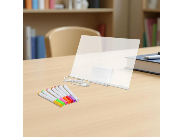 1Set Rewritable LED Acrylic Board with USB Light Glow Writing Pad for Office Home Classroom Birthday Message Doodle Drawing