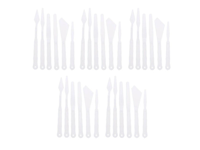 30Pcs Painting Scrapers Professional Plastic Mixing Spatula Set with Ergonomic Handle for Smudging Blending Spreading Pre-Mixing