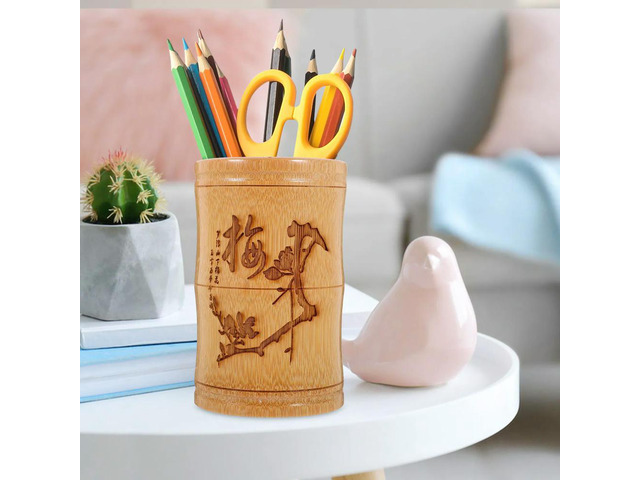 Bamboo Pen Holder Vintage Chinese Style Desktop Organizer Brush Container Office Desk Decor Bamboo Pen Holder