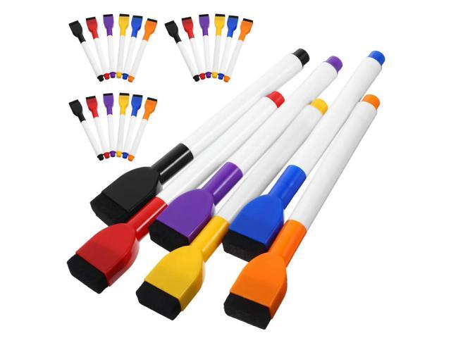 24Pcs Whiteboard Markers Dry Erase Set Colorful Fine Tip Brush Tip Eraser Included Messfree Erasing for School Home Office
