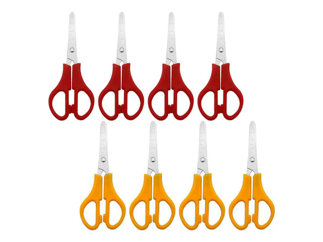 8Pcs Safe Round Tip Craft Scissors Stainless Steel ABS Edges Lightweight for DIY Scrapbooking Greeting Cards Art