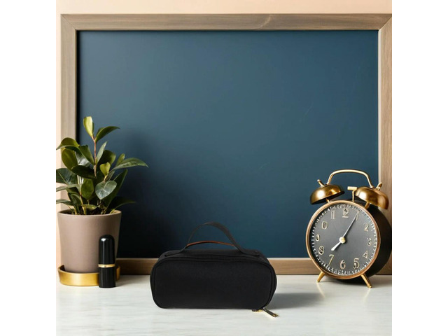 Large Black Pencil Case Zipper Pouch Handheld School Supplies Organizer Bag for College Teens Students
