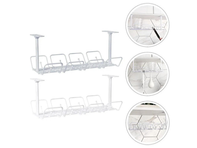 2Pcs Under Desk Cable Management Tray Premium Plastic Desk Cord Organizer for Power Adapters USB Hubs and Cables Wire Management