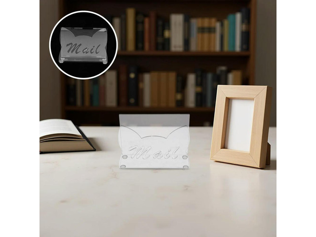 Acrylic Cat-Shaped Mail Holder for Desk Desktop Document Organizer Envelope File Sorter Bill Paper Postcard Holder Countertop