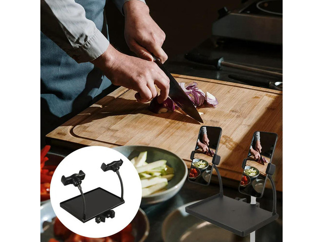 Heavy-Duty Clip-on Mic Stand Tray with Raised Edges for Phone Sound Card Mic Accessories Mountable on Any Stand