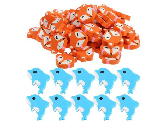 1Set Fox Dolphin Shape Cute Mini Erasers for Students Soft Gentle Pencil Colored Pencil Sketch Eraser Art School Office