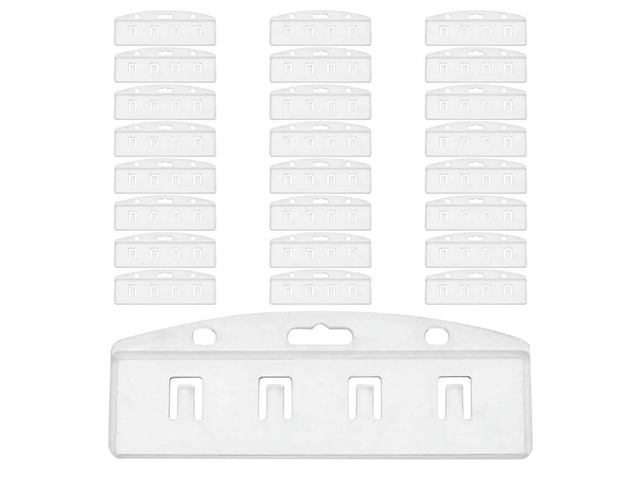 25Pcs Transparent Half Card Badge Holders with Grippers Clear Rigid Plastic Id Sleeve for Work Events Conferences Credit Card