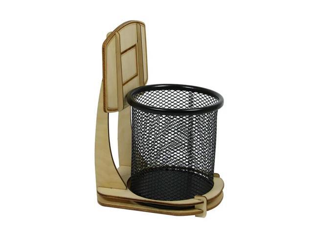 Basketball Stand Pen Holder l Wood Creative Office Desktop Pencil Organizer Unique DIY Container Basketball Fan Gift