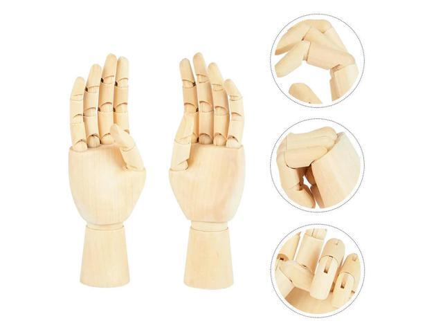 2Pcs Wooden Left Right Hand Joints Sketch Models Movable Art Tool Drawing Prop Desktop Decoration Wooden Joints Hand Model