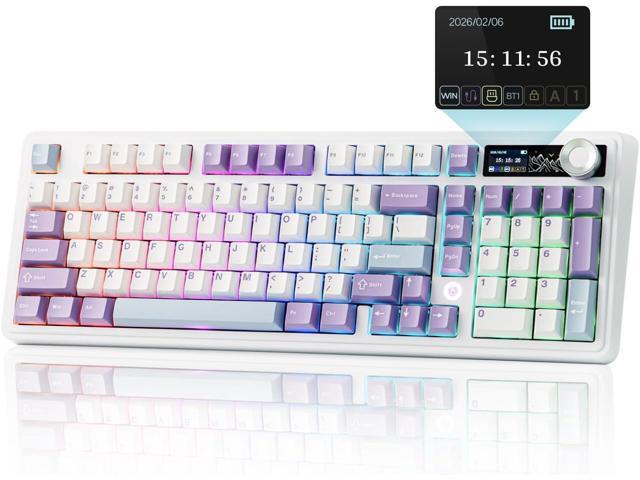 MechLands AJAZZ AK980 V2 Mechanical Gaming Keyboard with Display Screen, 10000mAh Battery, 98% Wireless Keyboard with BT/USB-C/2.4GHz, Hot...