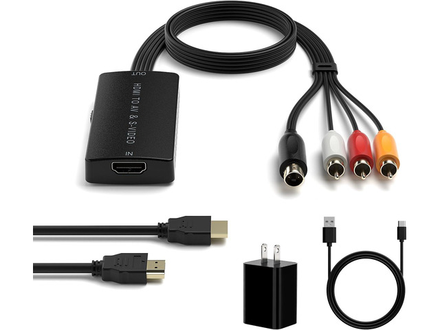 Dingsun HDMI to S-Video Converter HDMI to RCA Adapter Support 720P/1080p for PC Laptop Xbox PS3 TV STB VHS VCR Blue-Ray DVD
