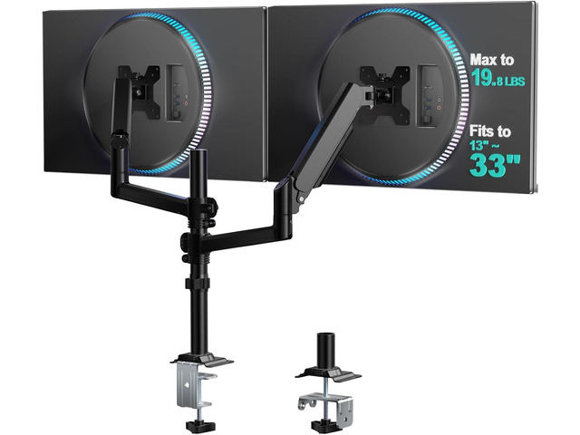 WALI Tall Dual Monitor Desk Mount for 13-33 inch Screens, 19.8 lbs per Arm