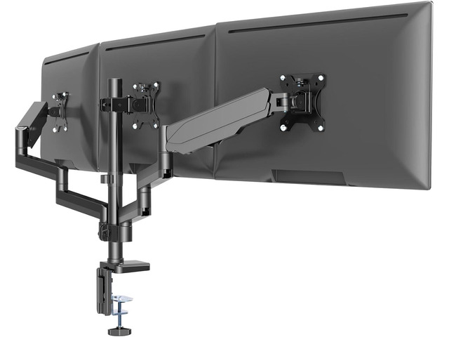 Gas Spring Triple Monitor Desk Mount for Screens up to 27 inch