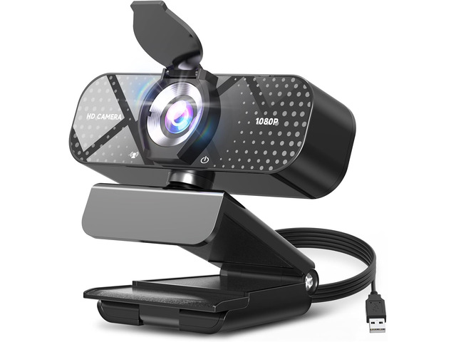 TRAUSI 1080P FHD Webcam with Noise-Canceling Mic, Auto Light Correction, Privacy Cover and Wide Angle Lens, Plug & Play USB Camera for...