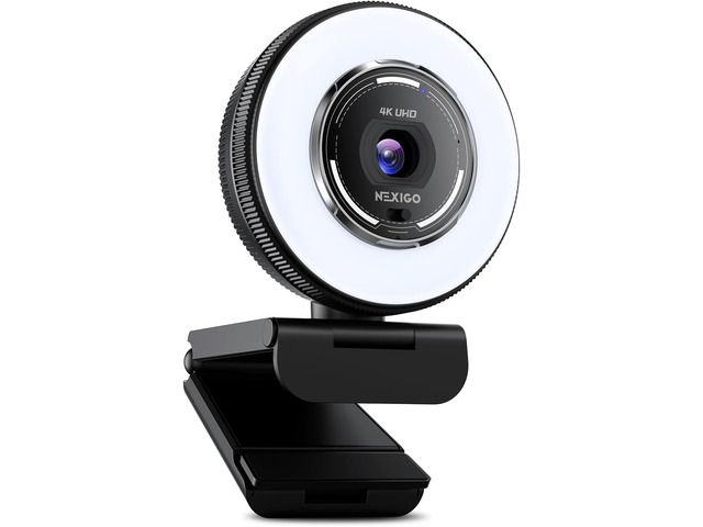 NexiGo N680E Pro 4K Webcam with Ring Light, PDAF Autofocus, 1080p 60FPS, Dual Noise-Canceling Mics, Privacy Shutter, USB Plug-and-Play for Zoom,...
