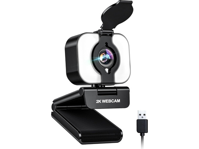 Atatat 2K Webcam for PC with Light, Microphone, Privacy Cover