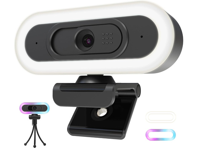 saylas 2K Webcam with Lights, HD Webcam for PC, 2K@60FPS Web cam with Microphone, 65° FOV, Autofocus, Noise Cancellation, Privacy Cover, Web Camera...