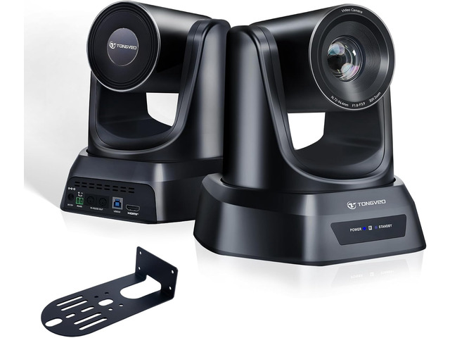 TONGVEO Conference Room PTZ Camera System with 20X Optical Zoom, AI Auto Tracking 1080P 60fps HDMI USB Webcam for Church Streaming Online Video...