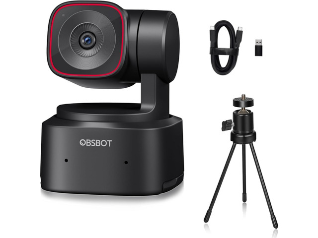 OBSBOT Tiny 2 Lite 4K PTZ Webcam AI-Tracking, W Mini Tripod