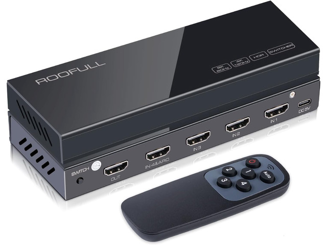 ROOFULL 4 Ports 8K HDMI Switch with Remote