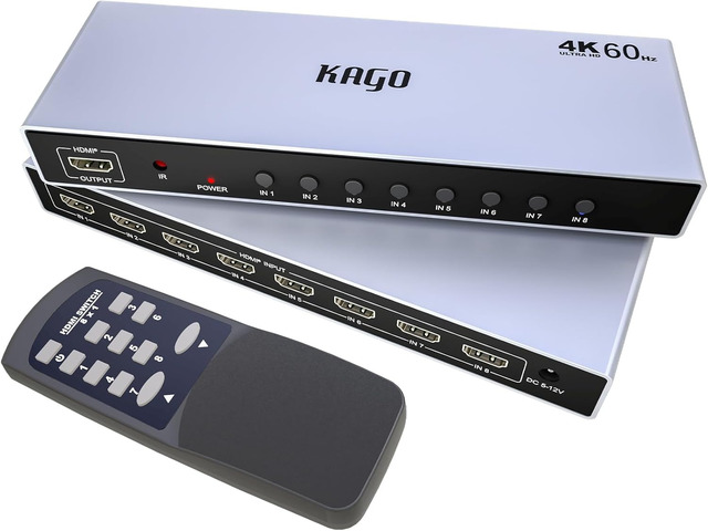 KAGO 8-Port 4K@60Hz HDMI Switcher Box with IR Remote
