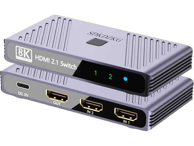 HDMI Switch 8K@60HZ, HDMI Switcher 2 in 1 Out 4K@120Hz, High Speed 48Gbps Aluminum Splitter, Supports HDR103D, Compatible with Xbox PS5 Projectors...