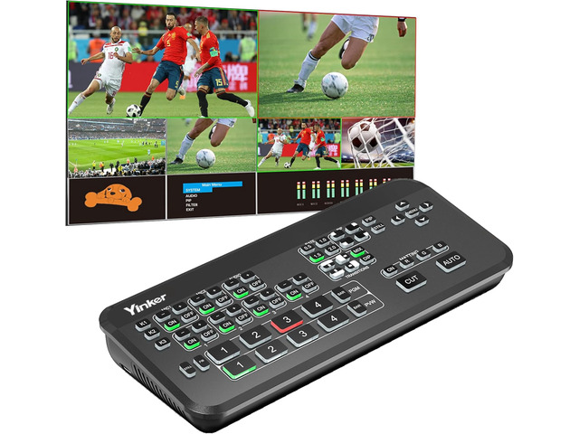 4-Channel HDMI Live Stream Switcher Video Mixer with PVW & PGM Output, RGB Matting, PIP, Wipe/Mix/DIP Transitions, 2X Mic Input, USB-C Capture for...