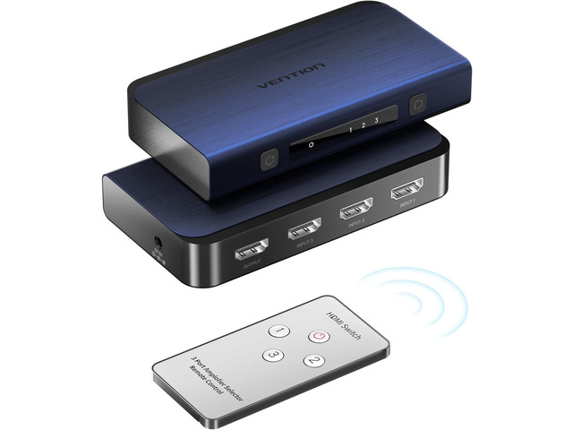 HDMI Splitter 1 in 3 Out 4k@60hz, HDMI Switch 3 in 1 Out with LED Indicators/HDMI Splitter 3 in 1 Out Blue/HDMI Switcher with Remote Support 4K 3D...