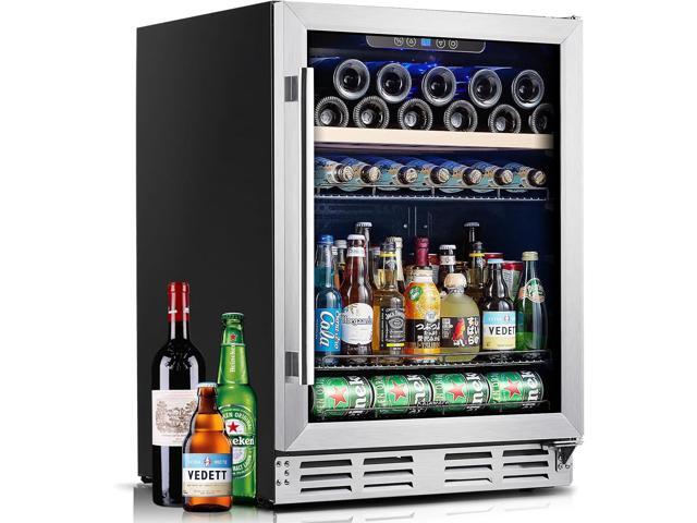 Kalamera 24 inch Beverage and Wine Cooler 118 Cans & 16 Bottles Capacity Built-in or Freestanding Mini Fridge, Wine Refrigerator Cooler with.