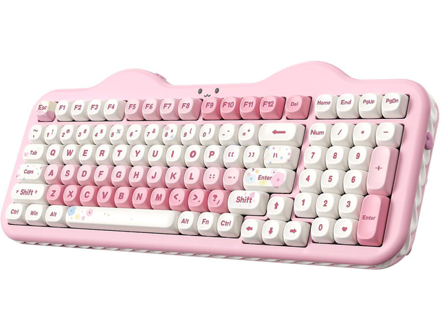 C98 Wireless Mechanical Keyboard with Number Pad,99 Key BT5.0/2.4G/USB-C Hot Swap Gasket Mount with PBT MOA Keycaps,Custom RGB,Cute Cake Keyboard...