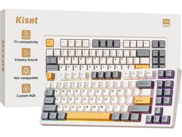 Kisnt KN85 Wireless Mechanical Keyboard, 75% Layout, Bluetooth/2.4GHz/USB-C, Custom RGB Backlit, Hot-Swappable Linear Switch, Creamy Sound for...