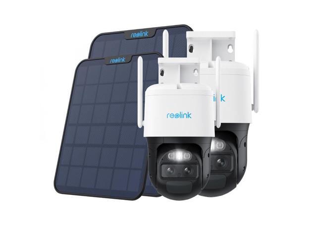 Reolink 2pcs Trackmix LTE With Reolink Black Solar Panel 2 Dual-Lens 4G PTZ Camera with Auto-Zoom Tracking