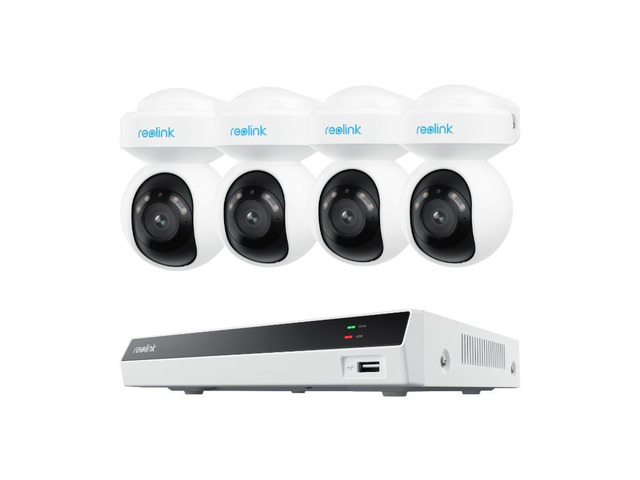 Reolink RLK8-800PT4 PoE PT Outdoor Surveillance System 4K Color Night Vision 360° Coverage with Auto Tracking Human/Vehicle/Animal Detection...
