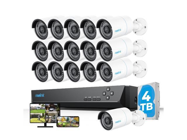 Reolink 16CH PoE Security Camera System, 16pcs 5MP IP Camera Human/Car Detect, IP66 Waterproof +1pc 16CH H.265 NVR Pre-Installed 4TB HDD (Include...