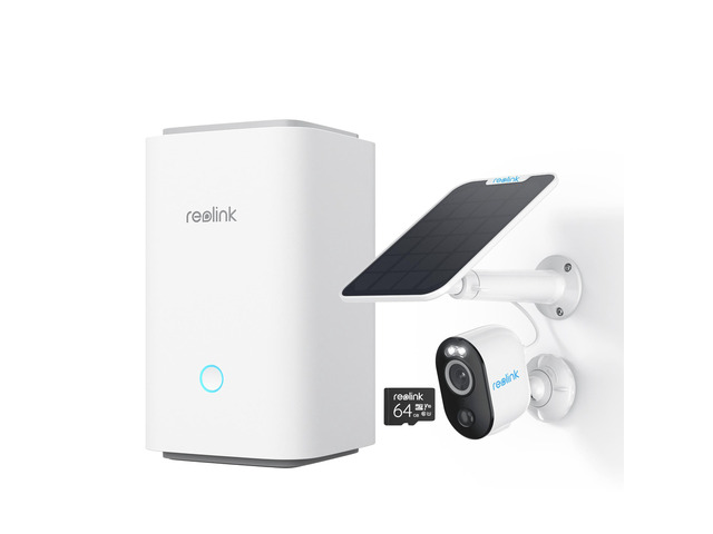 Reolink Home Hub with Argus 3 Pro and Solar Panel Smart 2K 4MP Wire-Free Camera with Motion Spotlight Color Night Vision, Person/Vehicle...