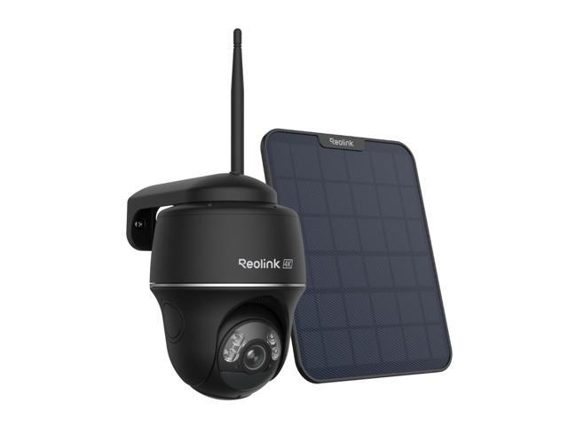 Reolink 4K 8MP Black Battery Camera with 6W Black Solar Panel Wireless Pan & Tilt Standalone with Spotlights