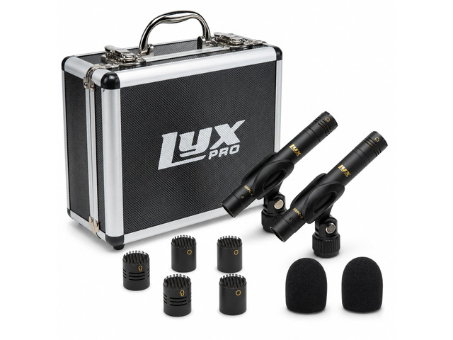 SDPC-2 Stereo Pair Small Diaphragm Condenser Microphones, XLR Pencil Mic Set with Omni, Cardioid & Super Cardioid Capsules for Acoustic Guitar,...