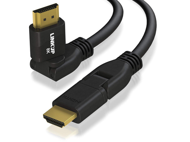 LINKUP HDMI 2.1 8K Cable 360 Swivel 6 Ft 48Gbps, DSC HDR UHD, 28AWG heavy duty, for Apple, Xbox, PS5, Samsung