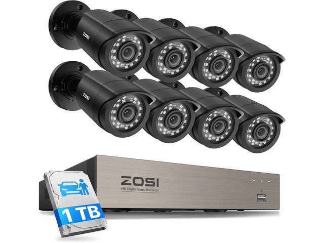 ZOSI 3K Lite 8CH Security Camera System Outdoor with 1TB Hard Drive,AI Human/Vehicle Detection,Night Vision,H.265+ 8 Channel 5MP Lite Video DVR...