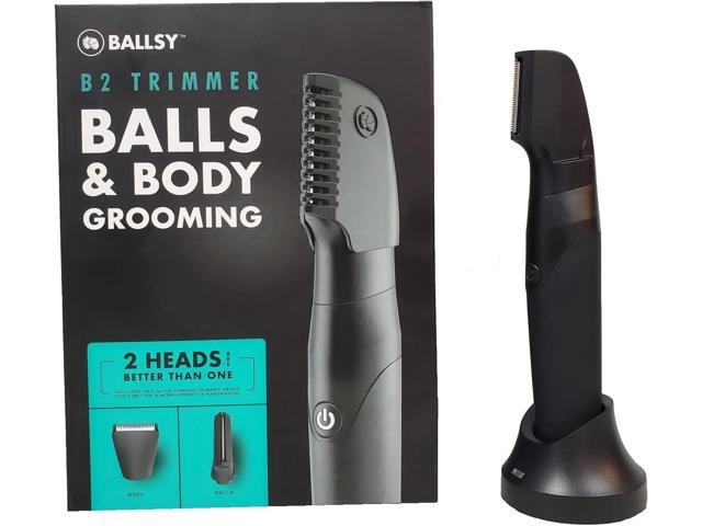 Ballsy B2 Groin & Body Trimmer for Men, Includes 2 Quick Change Heads, Waterproof, Cordless Charging Base for The Ultimate Close Shave