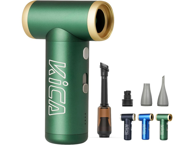 KiCA JetFan 2S Combo Compressed AirCan Substitute,117000RPM Air Duster Electric Blower for ComputerKeyboard Cleaning,Hair...