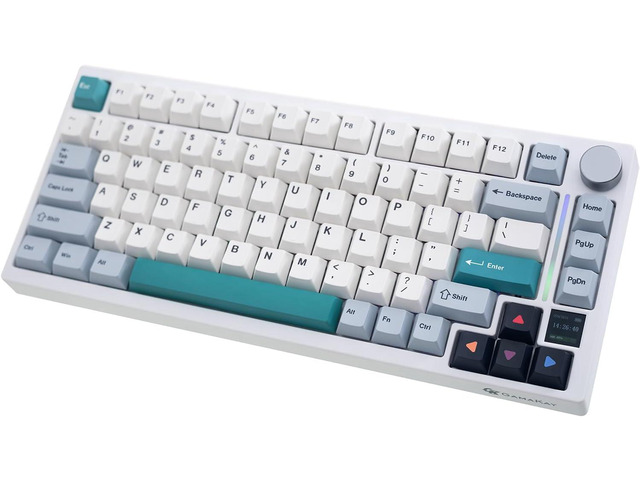 GK GAMAKAY TK75 V2 75% Silent Mechanical Keyboard with TFT Screen Hot Swap RGB Bluetooth 5.0/2.4GHz Wireless/USB-C Wired PBT Cherry Profile...