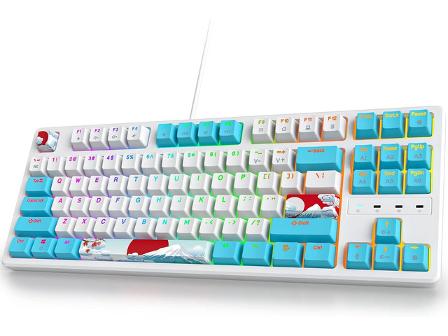 75 Percent Mechanical Keyboard, 87 Keys RGB Backlit Gaming Keyboard, TKL Compact Wired Keyboard with Red Switches for Windows Laptop PC PS4 PS5...