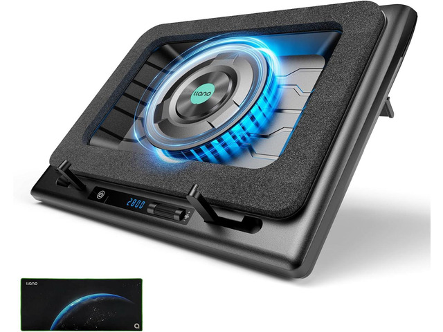 llano Gaming Laptop Cooler, V12 Laptop Cooling Pad Stand 5.5 inch Fan, Fast Cooling Computer Laptop 15.6-19in, Adjustable Speed, Touch Control,...
