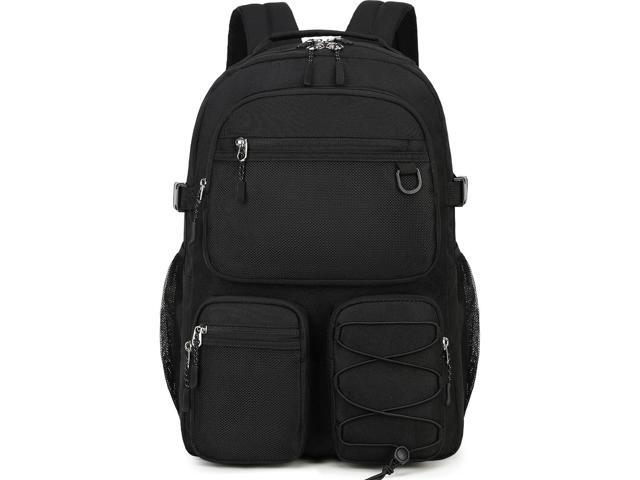 Lohol Water Resistant Daypack with Mulitiple Pockets for School Travel Outdoor College, 15.6 inch Laptop Backpack for Men and Women (Black)