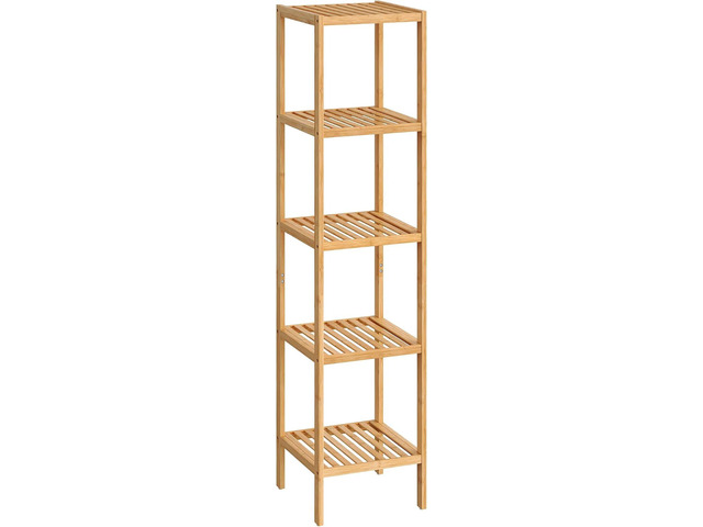 SONGMICS Bamboo Storage Shelf, 5-Tier Shelving Unit, Multifunctional, in the Entryway, Bathroom, Living Room, Balcony, Kitchen, 13 x 13 x 57.5...